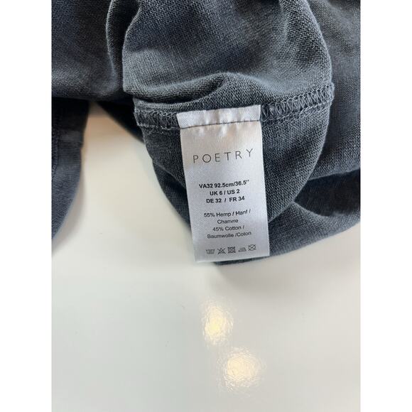 Poetry Natural Hemp Cotton Stretch Jersey Seamed Pull On Blue Gray Skirt 2 - Picture 7 of 10